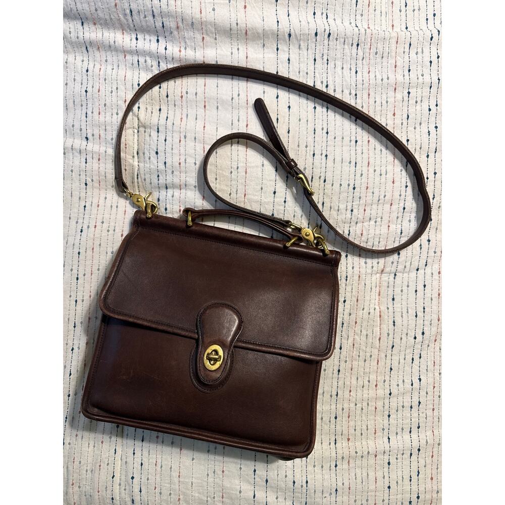 Vtg COACH #9927 Willis Flap Turnlock Messenger Shoulder Bag 90s Mahogany & Brass